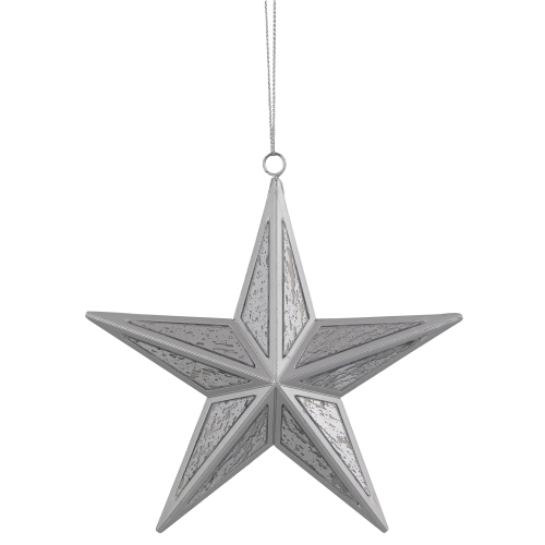 Speckled Style Hanging Star Christmas Ornament - 5.5" - Silver