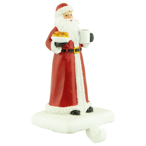 7" Santa with Cookies and Hot Cocoa Christmas Stocking Holder