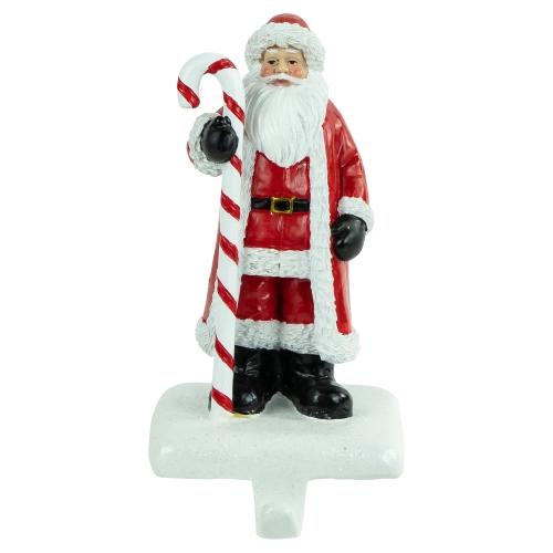 NORTHLIGHT  7" Santa Claus With Candy Cane Christmas Stocking Holder
