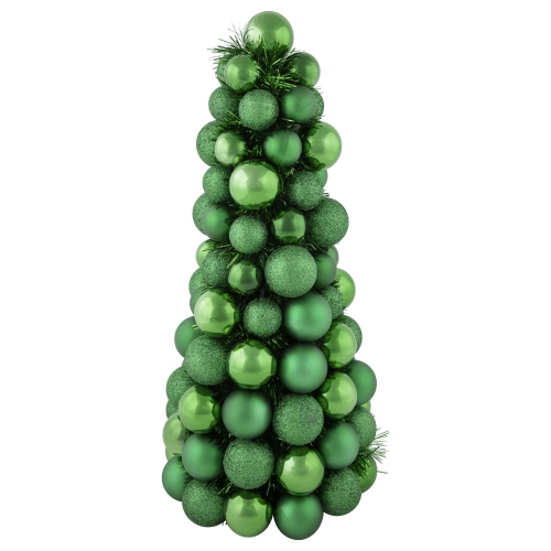 3-Finish Shatterproof Ball Christmas Tree with Tinsel - 15.75" - Green