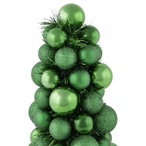 3-Finish Shatterproof Ball Christmas Tree with Tinsel - 15.75" - Green