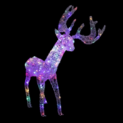 NORTHLIGHT  Led Color Changing Commercial Grade Acrylic Reindeer Outdoor Christmas Decoration - 46.5" 