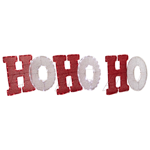 LED Lighted "Ho Ho Ho" Outdoor Christmas Decoration - 76.75" - Red and White Lights