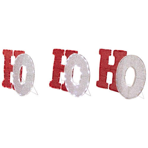 LED Lighted "Ho Ho Ho" Outdoor Christmas Decoration - 76.75" - Red and White Lights