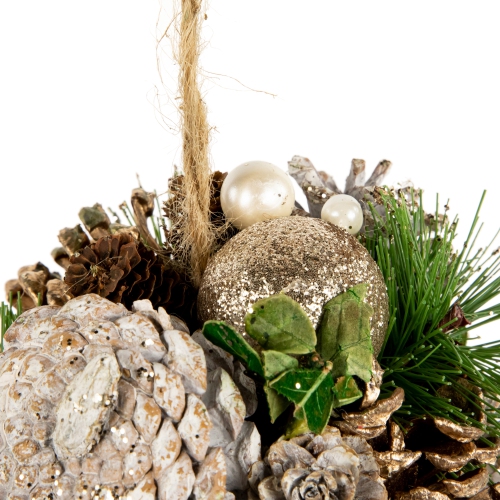 Glitter Pine Needle and Pinecones Christmas Ball Ornament - 5.5"