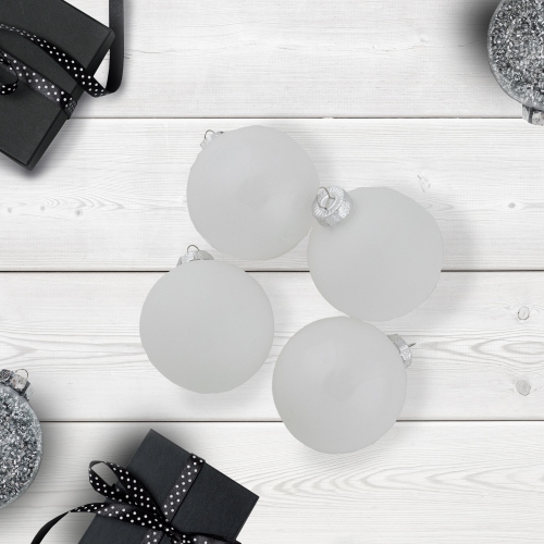2-Finish Glass Ball Christmas Ornaments - 2.5" - White - 9ct