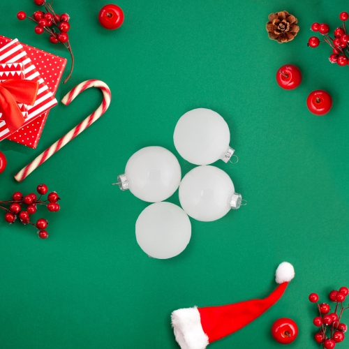 2-Finish Glass Ball Christmas Ornaments - 2.5" - White - 9ct