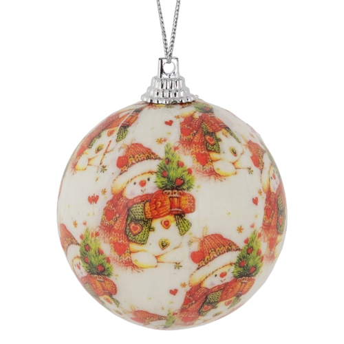Decoupage Forest Snowmen Christmas Ball Ornaments - 2.25" - 14ct