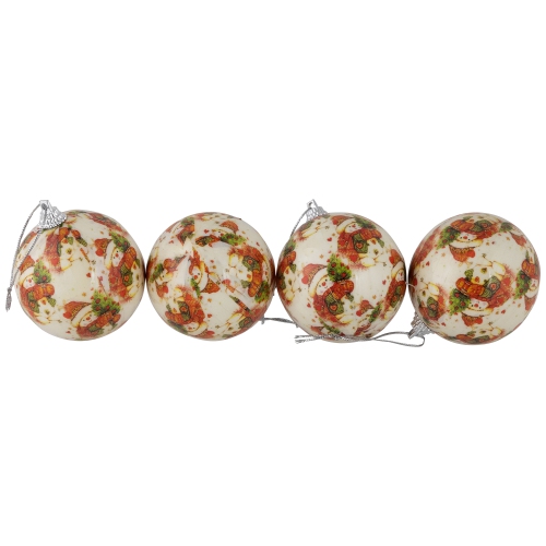 Decoupage Forest Snowmen Christmas Ball Ornaments - 2.25" - 14ct
