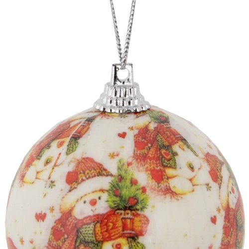 Decoupage Forest Snowmen Christmas Ball Ornaments - 2.25" - 14ct