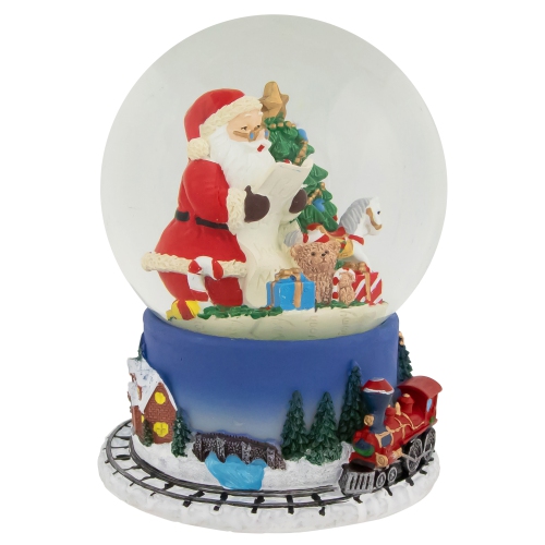 Christmas Train Around Santa Delivering Gifts Musical Water Globe - 6.5"