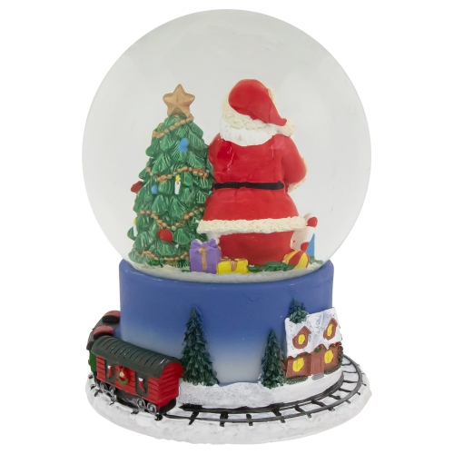 Christmas Train Around Santa Delivering Gifts Musical Water Globe - 6.5"