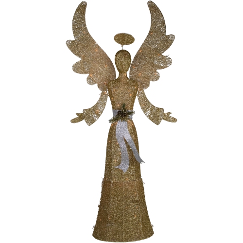 NORTHLIGHT  Lighted Golden Angel Christmas Decoration - 68" - Clear Lights