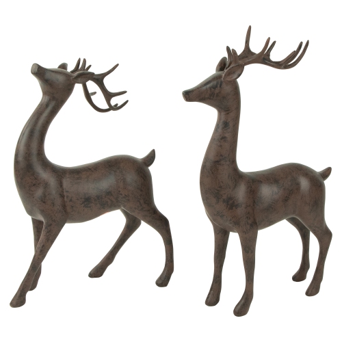 NORTHLIGHT  Standing Deer Christmas Decorations - 14" - - Set Of 2 In Brown