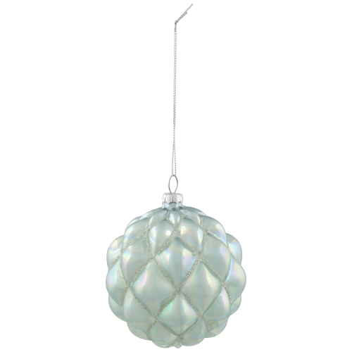 Iridescent Glass Christmas Ball Ornament - Blue - 4.5"