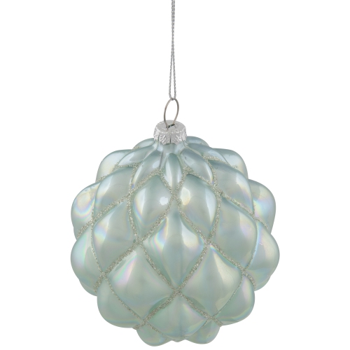 Iridescent Glass Christmas Ball Ornament - Blue - 4.5"
