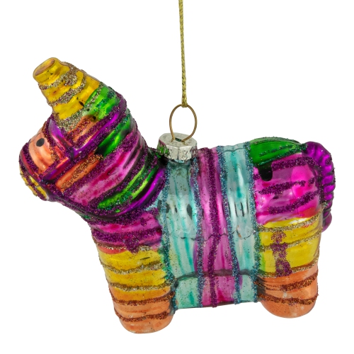Piñata Donkey Bohemian Style Glass Christmas Ornament - 3.5"