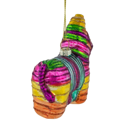 Piñata Donkey Bohemian Style Glass Christmas Ornament - 3.5"