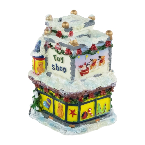 Glittered Snowy Toy Shop Christmas Village Building - 4"