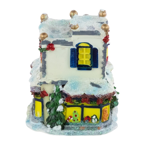 Glittered Snowy Toy Shop Christmas Village Building - 4"