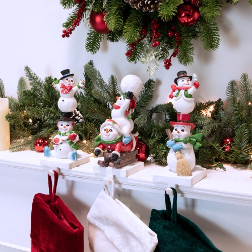 Set of 3 Snowmen Christmas Stocking Holders 9"