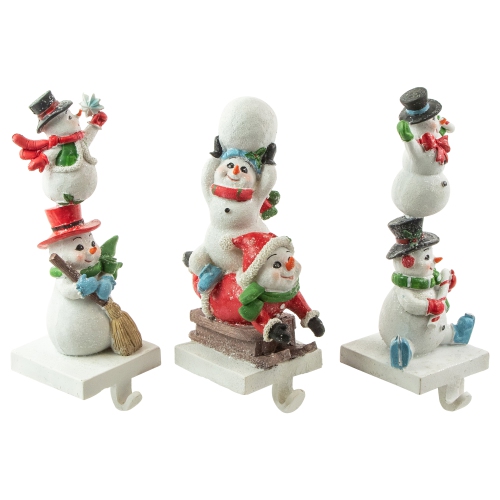 Set of 3 Snowmen Christmas Stocking Holders 9"