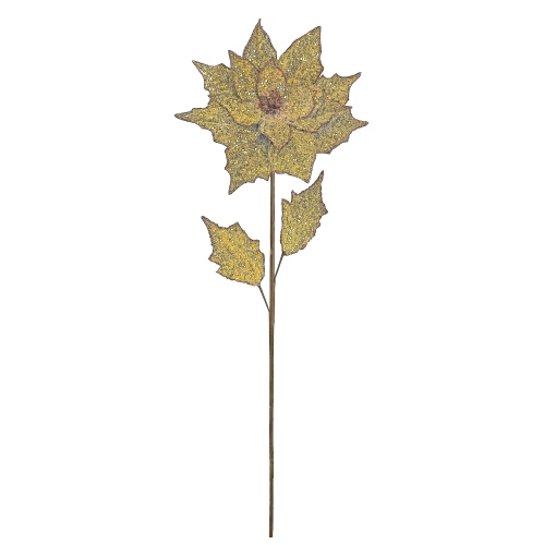 SELECT ARTIFICIALS  Glittered Poinsettia Artificial Christmas Floral Stem Spray - - 28" In Brown