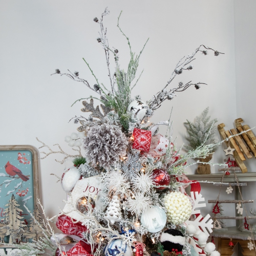 30" Glittered White Artificial Twig Christmas Spray