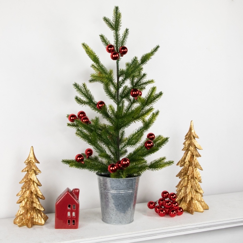 Red Shatterproof Ball Ornament Christmas Pick - 6.75" - Red