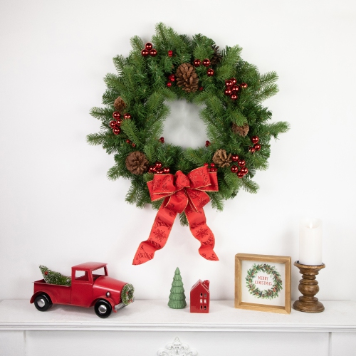 Red Shatterproof Ball Ornament Christmas Pick - 6.75" - Red