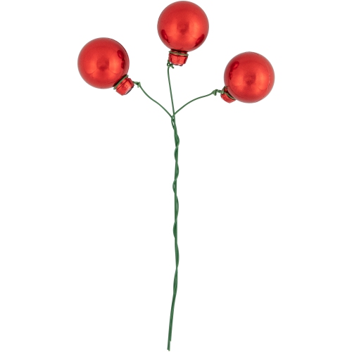 Red Shatterproof Ball Ornament Christmas Pick - 6.75" - Red