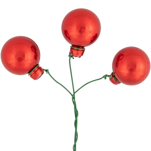 Red Shatterproof Ball Ornament Christmas Pick - 6.75" - Red
