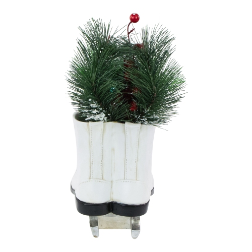 LED Lighted Ice Skates with Floral Arrangement Christmas Decoration - 12"