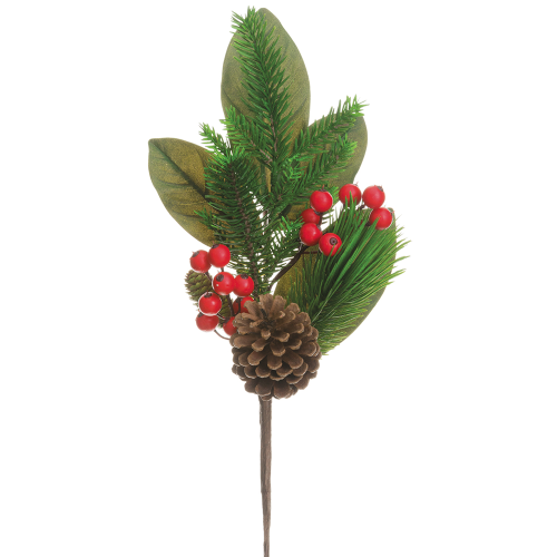 ALLSTATE  Berry And Pine Cone Artificial Christmas Spray - 20" - And Green In Red