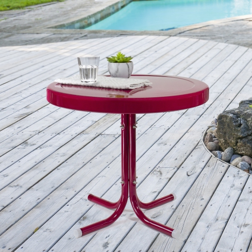 22" Outdoor Retro Tulip Side Table, Pink