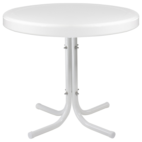 22" Outdoor Retro Tulip Side Table, White