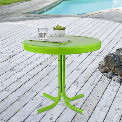 22" Outdoor Retro Tulip Side Table, Lime Green