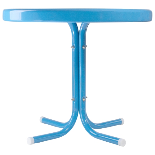 22" Outdoor Retro Tulip Side Table, Turquoise Blue