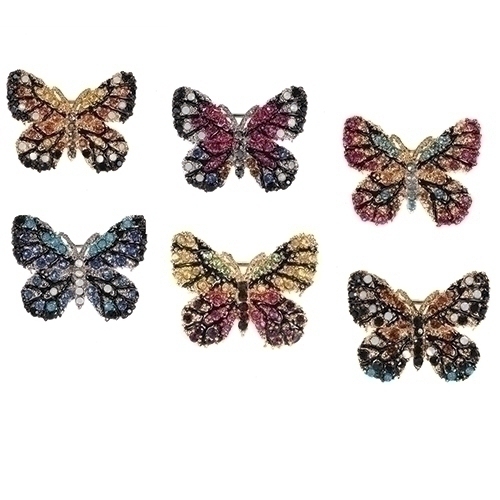 Ensemble de 6 épinglettes de deuil papillon, noir et rose, 1 po