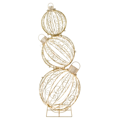 Open Design Stacked Christmas Ornaments Outdoor Decoration - 51" - Gold - Warm White