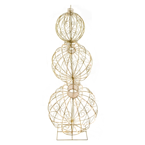Open Design Stacked Christmas Ornaments Outdoor Decoration - 51" - Gold - Warm White
