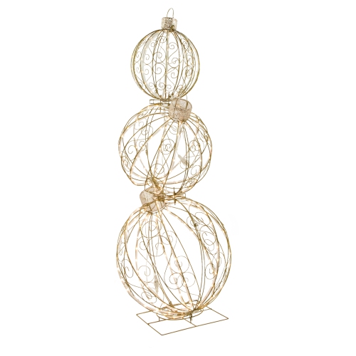 Open Design Stacked Christmas Ornaments Outdoor Decoration - 51" - Gold - Warm White