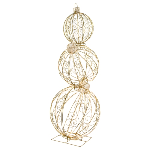 Open Design Stacked Christmas Ornaments Outdoor Decoration - 51" - Gold - Warm White
