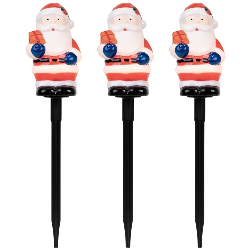 Marqueurs lumineux pour allée de Noël Santa Claus - 16 po - Ensemble de 4
