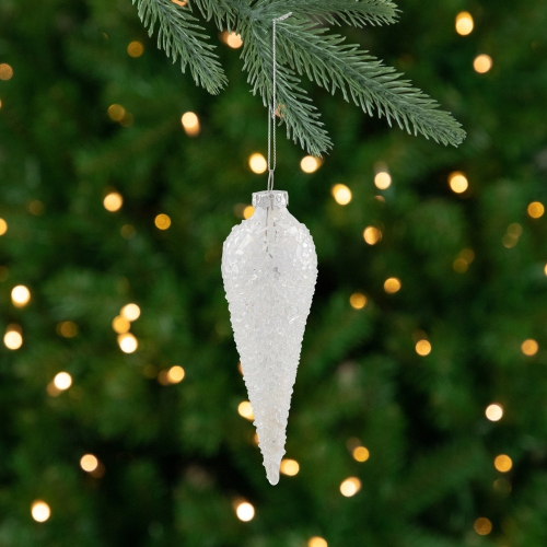NORTHLIGHT  Winter Icicle Glass Ornament - 6.25" - Clear