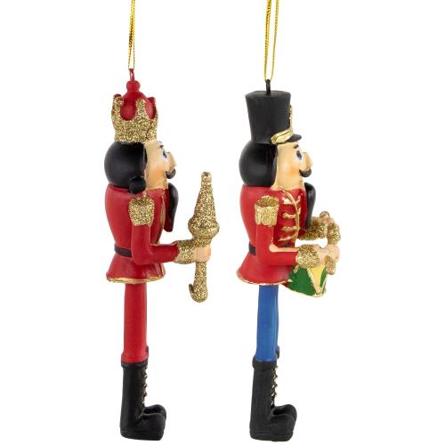 Set of 2 Nutcracker King and Soldier Christmas Ornaments 5.75"