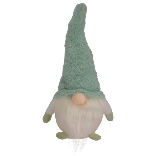 LED Lighted Plush Faux Fur Gnome Christmas Figure - 13.75" - Green