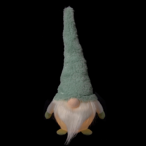 Figurine de Noël en forme de gnome en fausse fourrure lumineuse à DEL - 13,75 po - Vert