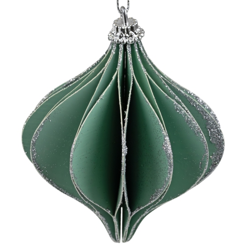Glittered Onion Christmas Ornament - 4.25" - Green