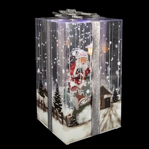 Boîte-cadeau lumineuse et musicale avec ruban de décoration de Noël - 12 po